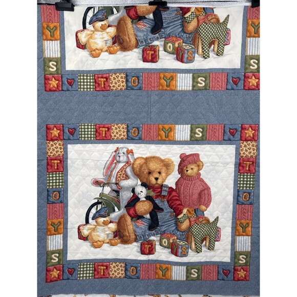 Teddy Bear Quilting Fabric Panel reversible 46”w x 104” long - Picture 5 of 8